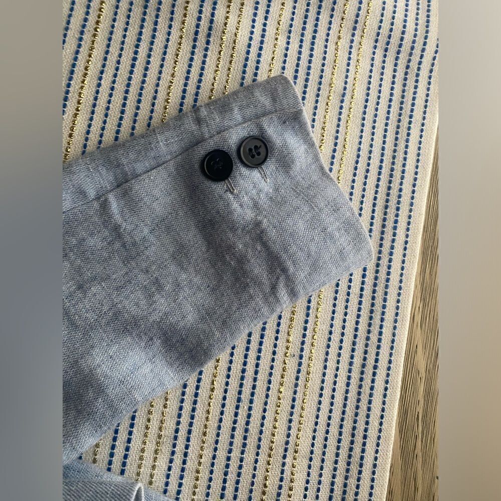 REISS Linen Blend Blazer Single Button Blazer Maddy Rye Light Blue Size Large - Picture 6 of 11